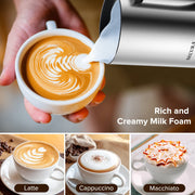 Secura Milk Frother, Electric Milk Steamer Stainless Steel, 8.4oz/250ml Automatic Hot and Cold Foam Maker and Milk Warmer for Latte, Cappuccinos, Macchiato, 120V - Grill Parts America