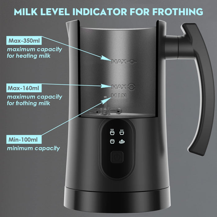 Electric Milk Frother, 4 in 1 Milk Steamer,11.8oz/350ml Automatic Warm and Cold Foam Maker for Coffee,Latte, Cappuccino, Macchiato, Hot Chocolate - Grill Parts America
