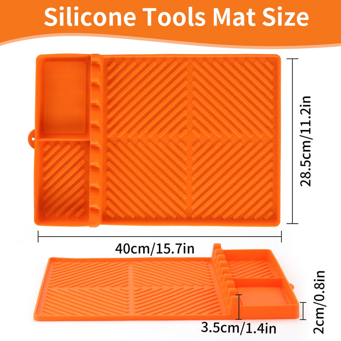 Griddle Mat Barbeque Grill Accessories Tools for Blackstone, Side Shelf Mat Grill Pad for Outdoor Grill Kitchen Counter Spatula Silicone Mat with Drip Pad for Kitchen, Cooking, Countertop (Orange) - Grill Parts America