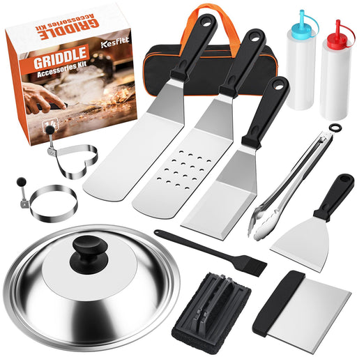 Blackstone Griddle Accessories Kit,14pcs Flat Top Grill Accessories Set for Blackstone and Camp Chef, Enlarged Spatulas, Basting Cover, Scraper, Tongs, Grill Spatula Kit for Outdoor BBQ - Grill Parts America