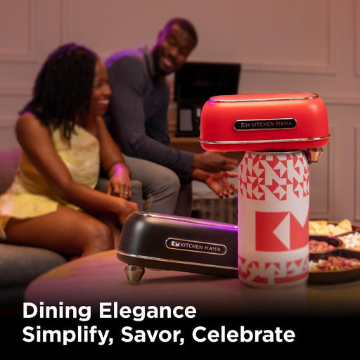 Kitchen Mama Orbit One Rechargeable Can Opener: Hands-Free Operation, Type-C Charging, Automatic Shut-Off, Smooth Edge, Professional-Grade Blade for Large Cans, Includes Elegant Storage Box (Red) - Grill Parts America
