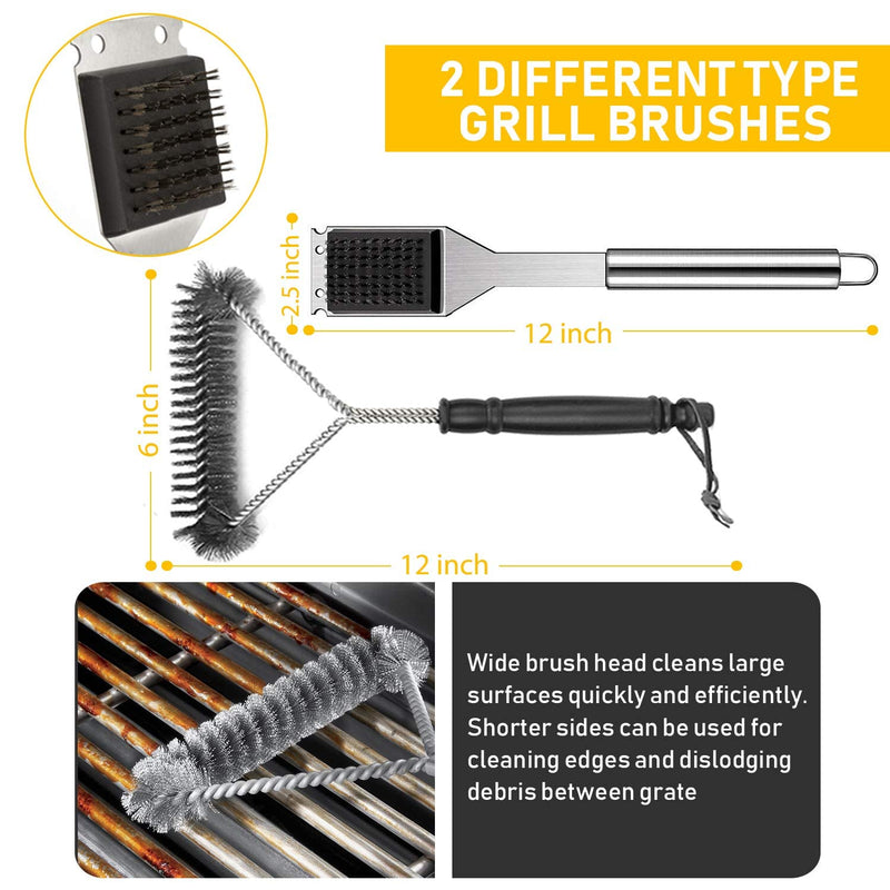 34Pcs BBQ Grill Accessories Tools Set, 16 Inches Stainless Steel Grilling Tools with Carry Bag, Thermometer, Grill Mats for Camping/Backyard Barbecue, Grill Tools Set for Men Women - Grill Parts America