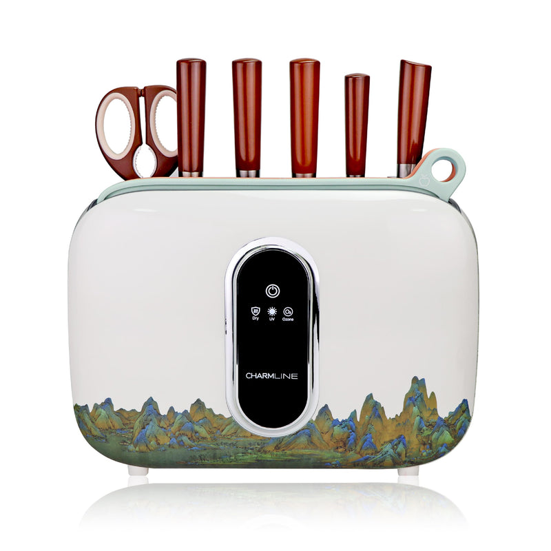 Charmline Smart Cutting Board Set, Chopping Board Self Cleaning Holder with Coded 3pcs Cutting Boards, 4 knives, Scissors and Knife Sharpeners, Smart Appliances gadgets for Kitchen - Grill Parts America