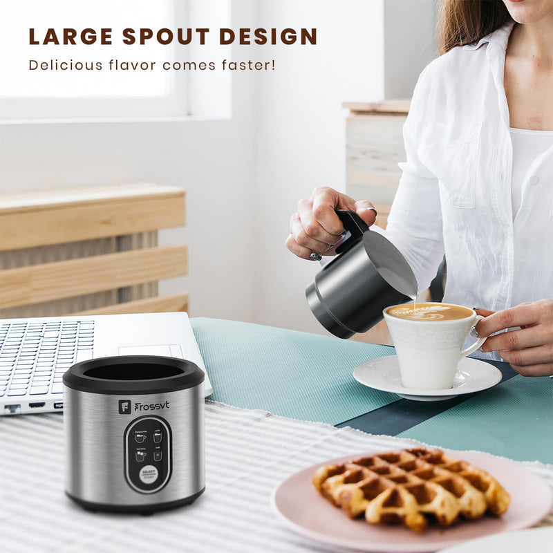 Frossvt Electric Milk Frother, 4 in 1 Milk Frother and Steamer, 350ml Hot/Cold Foam Maker for Hot and Cold Milk Froth, Hot Milk, Chocolate Milk with Silicone Spatula & 2 Whisks - Grill Parts America