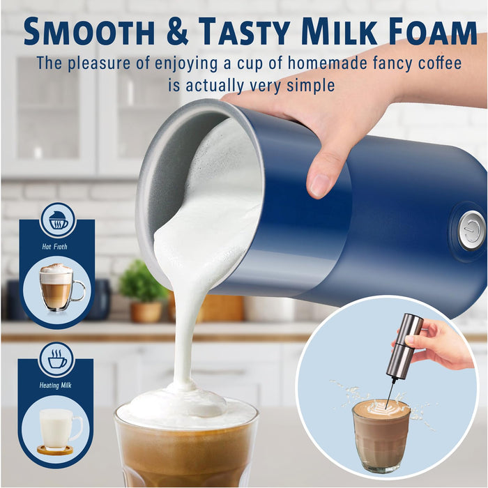 Huogary Milk Forther Simple Milk Frother and Steamer 2-in-1 Milk Steamer with Hot Milk Foam and Hot Milk for Latte, Macchiato, Cappuccinos (blue) - Grill Parts America