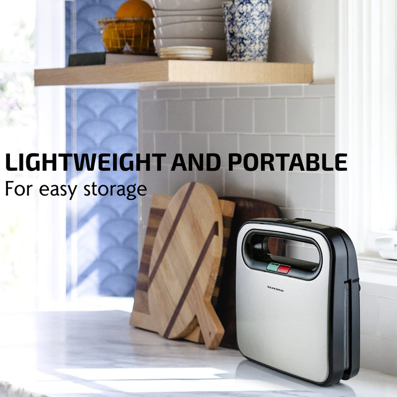 OVENTE Electric Sandwich Maker with Non-Stick Plates, Indicator Lights, Cool Touch Handle, Easy to Clean and Store, Perfect for Cooking Breakfast, Grilled Cheese, Tuna Melts and Snacks, Black GPS401B - Grill Parts America