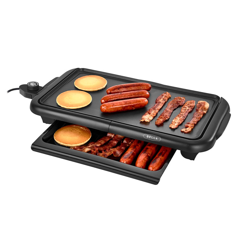 bella Electric Griddle with Warming Tray - Smokeless Indoor Grill, Nonstick Surface, Adjustable Temperature & Cool-touch Handles, 10" x 18", Copper/Black - Grill Parts America