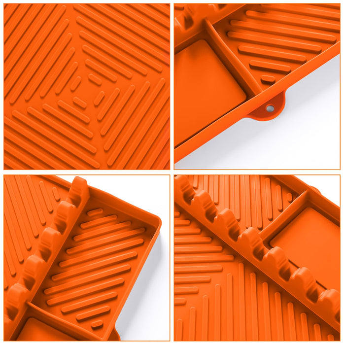 Griddle Mat Barbeque Grill Accessories Tools for Blackstone, Side Shelf Mat Grill Pad for Outdoor Grill Kitchen Counter Spatula Silicone Mat with Drip Pad for Kitchen, Cooking, Countertop (Orange) - Grill Parts America