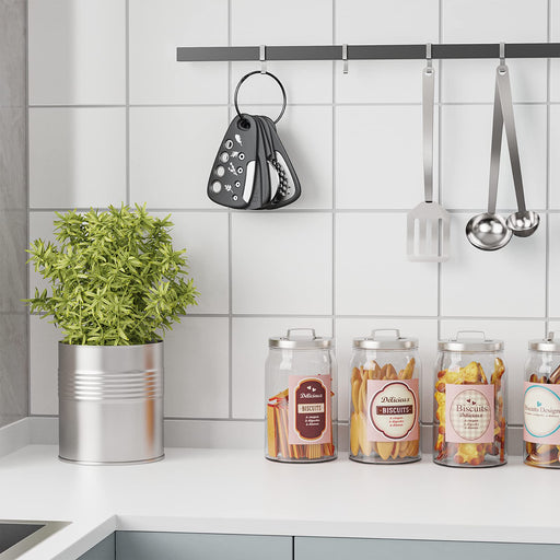 Pisol Kitchen Unique Gadgets Set 6 Pieces, Space Saving, Cheese Grater, Bottle Opener, Fruit Vegetable Peeler, Pizza Cutter, Garlic Ginger Grinder, Herb Stripper Gift Set - Grill Parts America