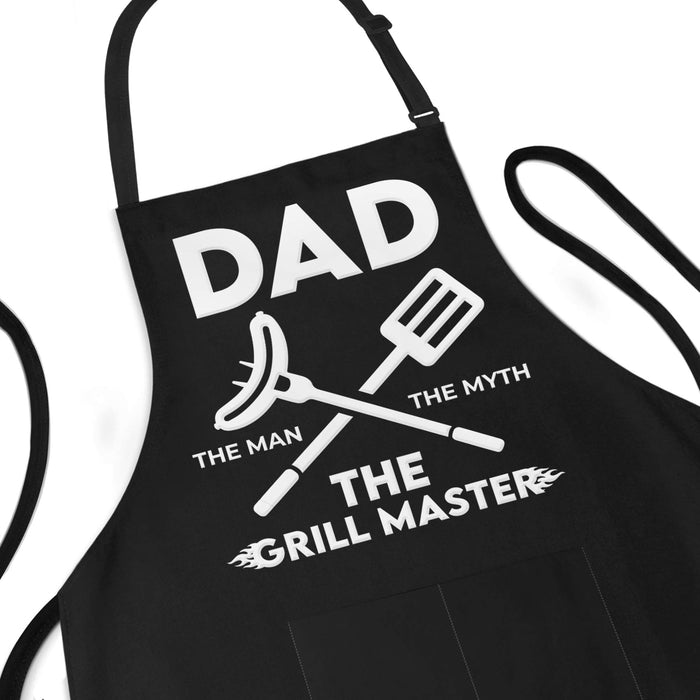APRON DADDY Apron for Men - Dad The Man The Myth The Grill Master - Adjustable Large 1 Size Fits All - Poly/Cotton Apron with 2 Pockets - BBQ Gift Apron for Father, Husband, Chef - Grill Parts America