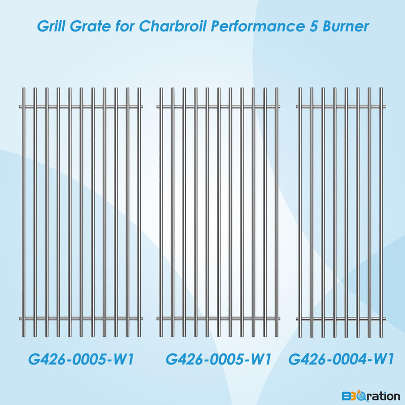 17" Grill Grate for Charbroil Performance 5 Burner 463448021 463449021 463450022 463451022 463455021 , Stainless Steel Cooking Grate for Charbroil Grill Replacement Parts G426-0004-W1 G426-0005-W1 - Grill Parts America