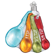 Old World Christmas Chef's Collection Glass Blown Ornaments for Christmas Tree Measuring Spoons, Model:32346 4.17 x 4.17 x 4.02 inches - Grill Parts America