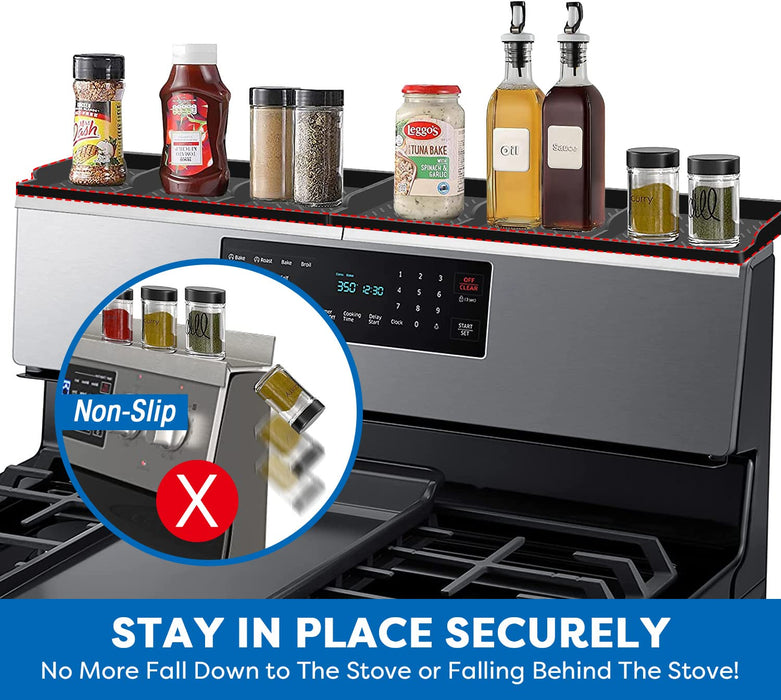 Hydream Stove Top for Silicone Shelf,30 Inch Magnetic Shelf Over the Stove Spice Rack,Kitchen Shelf for Above Stovetop Organizer Magnet Flat Back of Stove Storage Suctioned for The Stove-Black - Grill Parts America