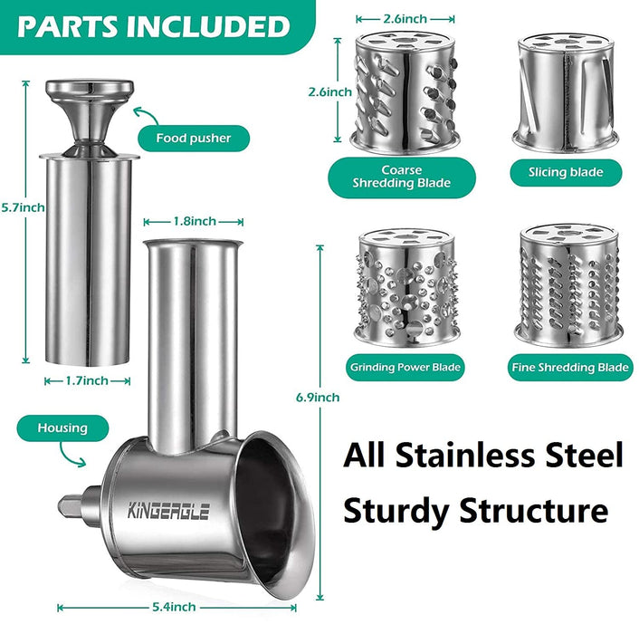 Stainless Steel Slicer Shredder Attachment for KitchenAid Mixer, Cheese Grater, Food Slicer for KitchenAid Mixer, Accessories for Kitchenaid - Grill Parts America