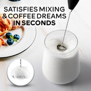 Zulay Kitchen Powerful Milk Frother Wand - Ultra Fast Handheld Drink Mixer - Electric Whisk Foam Maker for Coffee, Lattes, Cappuccino, Frappe, Matcha, Hot Chocolate & Coffee Creamer - Milk Boss Black - Grill Parts America