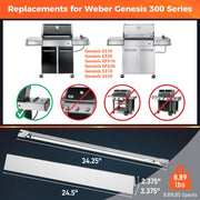 QuliMetal 24.5" Flavorizer Bars & SUS304 34 1/4" Grill Burners for Weber Genesis 300 Series - Fits Genesis E310 E320 S310 S320 Grill Parts with Side Control, Replaces for Weber 7540, 67722, 67820 - Grill Parts America