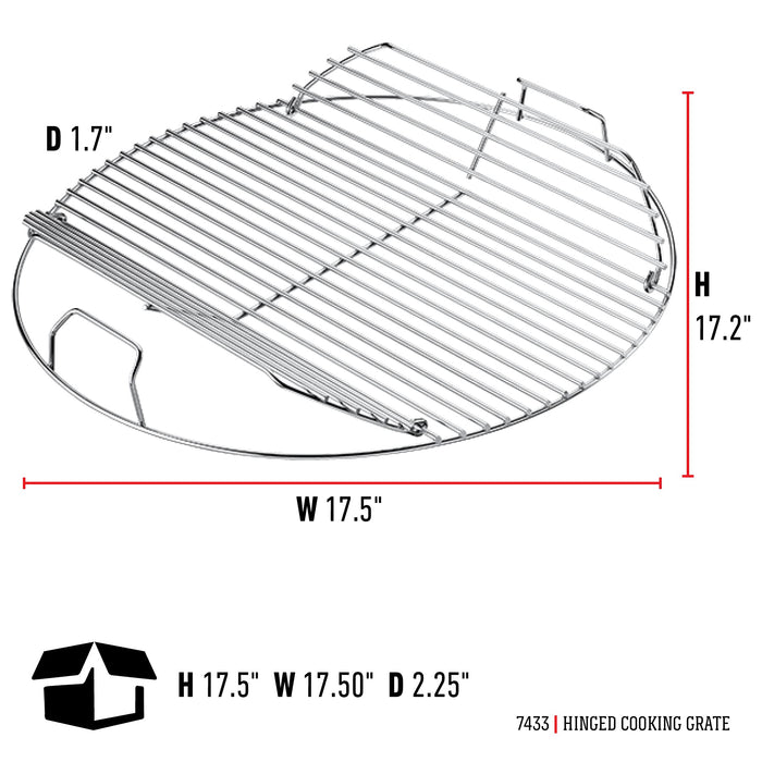 Weber 7433 Hinged Cooking Grate,18-1/2",Silver - Grill Parts America