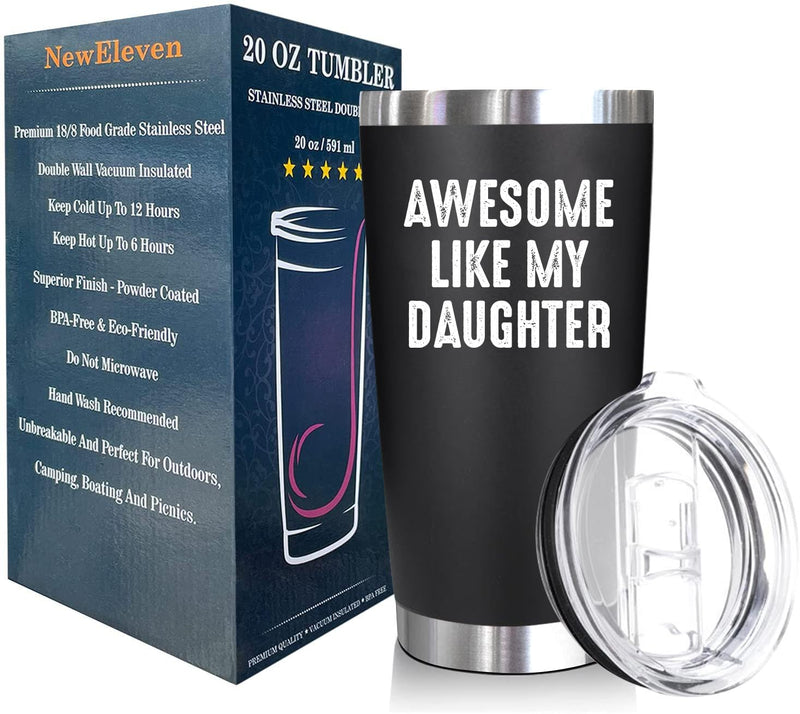 NewEleven Fathers Day Gift For Dad - Cool Dad Gifts From Daughter - Unique Birthday Present Ideas For Dad, Father, Husband, Bonus Dad, Step Dad, New Dad From Daughter, Daughter In Law - 20 Oz Tumbler - Grill Parts America