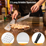 Blackstone Griddle Accessories Kit,14pcs Flat Top Grill Accessories Set for Blackstone and Camp Chef, Enlarged Spatulas, Basting Cover, Scraper, Tongs, Grill Spatula Kit for Outdoor BBQ - Grill Parts America
