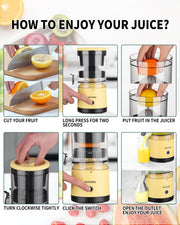 Electric Juicer Rechargeable - Citrus Juicer Machines with USB and Cleaning Brush Portable Juicer for Orange, Lemon, Grapefruit - Grill Parts America