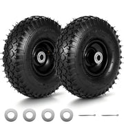RRQ 2-pack 10-inch black pneumatic patio tires and wheels, size 4.10/3.50-4