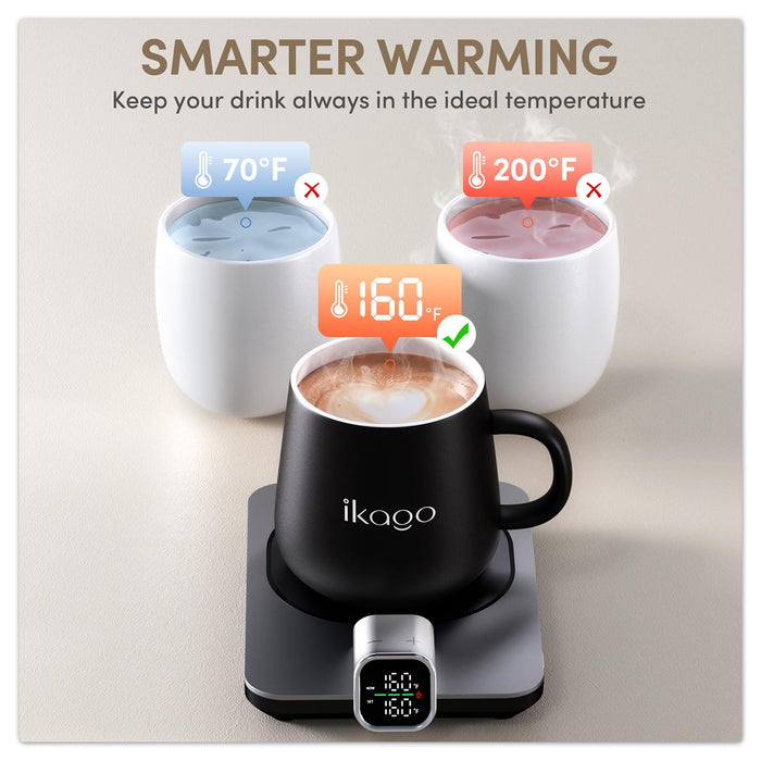ikago Smart Heated Coffee Mug Warmer & Mug Set - Heated Mug Warmer with Auto Shut Off, 1°F Precise Temperature Control Mug Warmer, Electric Coffee Mug Warmer for Desk, Birthday Gifts for Women and Men - Grill Parts America