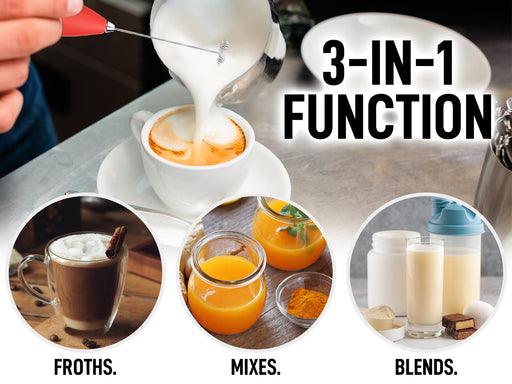 Zulay Kitchen Powerful Milk Frother Wand - Ultra Fast Handheld Drink Mixer - Electric Whisk Foam Maker for Coffee, Lattes, Cappuccino, Frappe, Matcha, Hot Chocolate & Coffee Creamer - Milk Boss Black - Grill Parts America