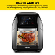 CHEFMAN Multifunctional Digital Air Fryer+ Rotisserie, Dehydrator, Convection Oven, 17 Touch Screen Presets Fry, Roast, Dehydrate, Bake, XL 10L Family Size, Auto Shutoff, Large Easy-View Window, Black - Grill Parts America