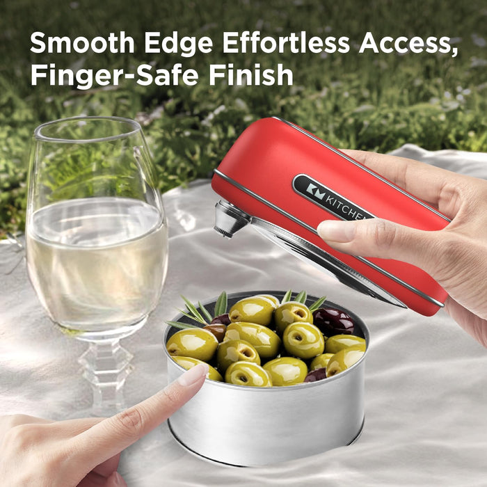 Kitchen Mama Orbit One Rechargeable Can Opener: Hands-Free Operation, Type-C Charging, Automatic Shut-Off, Smooth Edge, Professional-Grade Blade for Large Cans, Includes Elegant Storage Box (Red) - Grill Parts America