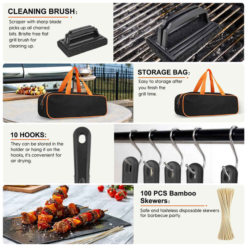 Griddle Accessories Kit, 135 Pcs Griddle Grill Tools Set for Blackstone and Camp Chef, Professional Grill BBQ Spatula Set with Basting Cover, Spatula, Scraper, Bottle, Tongs, Egg Ring - Grill Parts America
