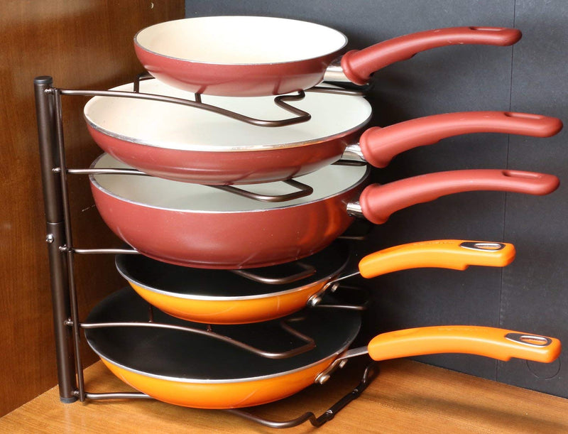 Deco Brothers Pan Organizer Rack for Kitchen Cabinet and Counter, Bronze - Grill Parts America