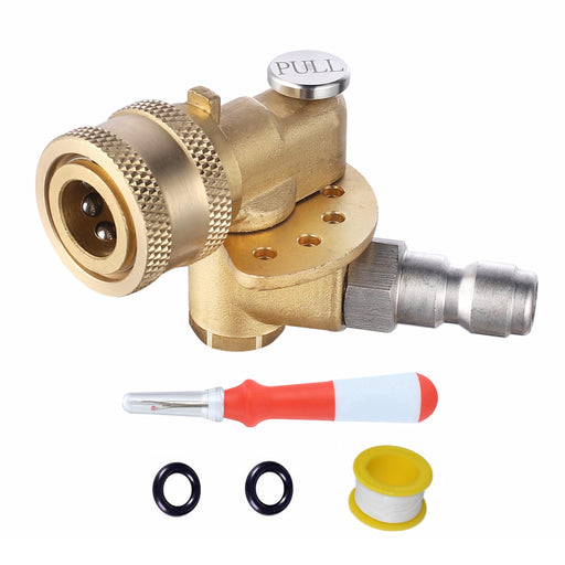 Meteor Blast Quick Connecting Pivoting Brass Coupler Attachment 120 Degree with 5 Angles and Safety Lock for Pressure Washer Spray Nozzle, Cleaning Hard to Reach Area Max 5000 PSI 1/4 Inch Plug - Grill Parts America