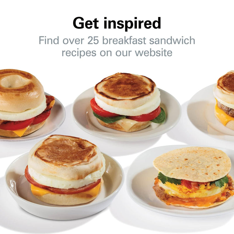 Hamilton Beach Breakfast Sandwich Maker with Egg Cooker Ring, Customize Ingredients, Perfect for English Muffins, Croissants, Mini Waffles, Perfect White Elephant Gifts, Silver (25475) - Grill Parts America