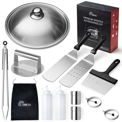 Griddle Accessories, 15 Pcs Flat Top Grill Accessories for Blackstone BBQ Accessories for Outdoor Hibachi Grilling Barbecue Utensil Valentine's Day Gifts for Men with Spatula Set and Burger Press - Grill Parts America