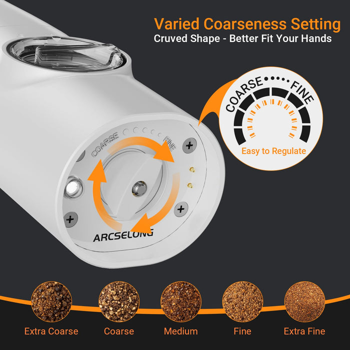 Arcselong Electric Salt And Pepper Grinder Set With Type-C Rechargeable Base, No Battery Needed, Adjustable Coarseness Electronic Spice Mill Shakers Salt And Pepper Shakers Refillable - Grill Parts America