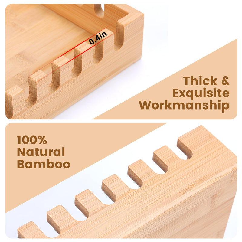 Bamboo Multi-Spoon Rest, Large Baking Tool Holder Rack, YORSEEK BBQ Grill Utensil Holder for Spatulas, Tongs, Ladles, Barbecue Grill Accessories Storage Organizer Multifunction Kitchen Gadgets - Grill Parts America