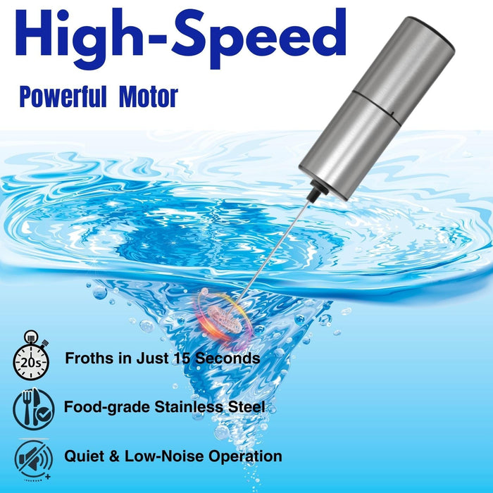 Electric Milk Frother Handheld - Compact Foam Maker with Stand & Accessories, Perfect for Coffee, Cappuccinos, Lattes, & More - Grill Parts America