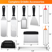 Blackstone Griddle Accessories Kit,10PCS Flat Top Grill Accessories Set for Blackstone and Camp Chef,Stainless Steel Griddle Grill Tools for Outdoor BBQ Teppanyaki Camping - Grill Parts America