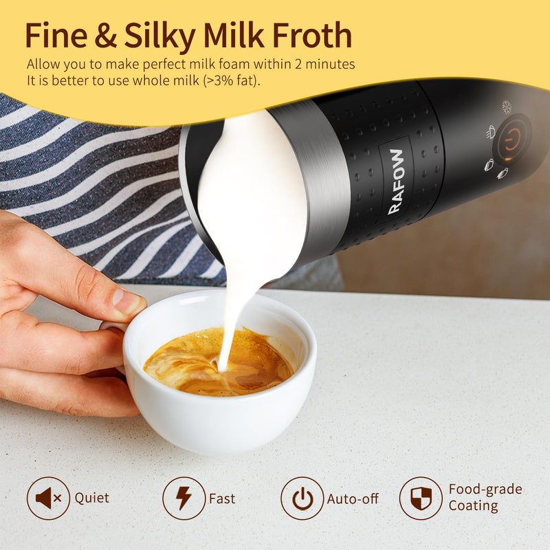 4 in 1 Electric Milk Frother: 10oz/350 mL Large Capacity Electric Milk Steamer for Hot and Cold Milk Froth - Automatic Milk Frother & Warmer for Latte, Cappuccinos, Macchiato, Hot Chocolate - Grill Parts America