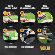 Smoker Chef XXL 20 FT Grill Gasket for Smokers - Black 1/2’’ x 1/8’’ Hi Temp Seal Smoker Gasket – 2-Pack x 10 FT Self Stick Black Nomex Fire Tape for BBQ Lid – High Heat Temperature Material Replace - Grill Parts America