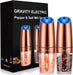 Gravity Electric Pepper and Salt Grinder Set, Adjustable Coarseness, Battery Powered with LED Light, One Hand Automatic Operation, Stainless Steel Copper, 2 Pack - Grill Parts America