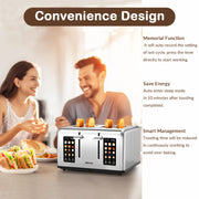 Mecity 4 Slice Toaster Touch Screen Control 4 Wide Slot, Stainless Steel Smart Bread Toaster for Bagel Muffin Waffle, Dual Control Pannel, Timer, Defrost, Reheat, 120V 1650W - Grill Parts America