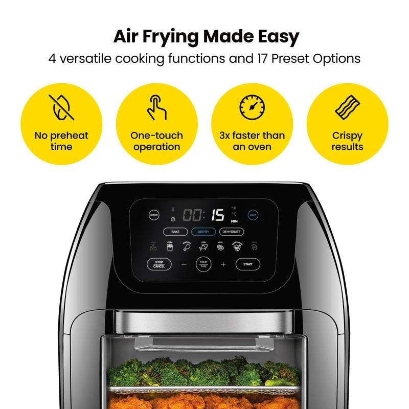 CHEFMAN Multifunctional Digital Air Fryer+ Rotisserie, Dehydrator, Convection Oven, 17 Touch Screen Presets Fry, Roast, Dehydrate, Bake, XL 10L Family Size, Auto Shutoff, Large Easy-View Window, Black - Grill Parts America