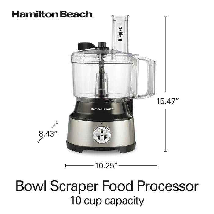 Hamilton Beach Food Processor & Vegetable Chopper for Slicing, Shredding, Mincing, and Puree, 10 Cups + Easy Clean Bowl Scraper, Black and Stainless Steel (70730) - Grill Parts America
