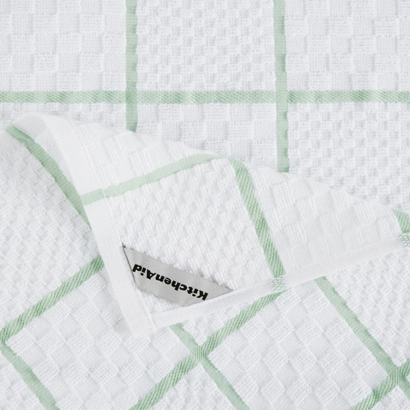 KITCHENAID Quilted Cotton Terry Cloth Oven Mitt, Pot Holder, Kitchen Towel 4-Pack Set, Heat Resistant, Silicone Grip, Gift Set, Pistachio, 16"x26", 7"x13" & 7"x10" - Grill Parts America