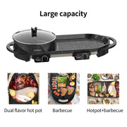 Liven Electric Grill With Hot Pot,Multifunctional Indoor Teppanyaki Grill/Korean BBQ/Shabu Shabu Hot Pot,Separate Temperature Control,3.6L Capacity for 2-10 People,SK-J6868 - Grill Parts America