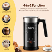 4 in 1 Electric Milk Frother: 10oz/350 mL Large Capacity Electric Milk Steamer for Hot and Cold Milk Froth - Automatic Milk Frother & Warmer for Latte, Cappuccinos, Macchiato, Hot Chocolate - Grill Parts America