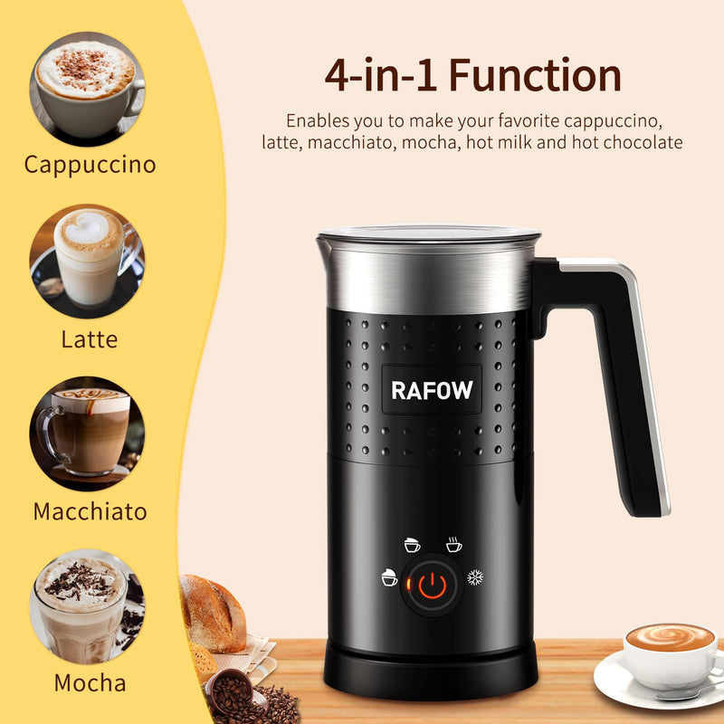 4 in 1 Electric Milk Frother: 10oz/350 mL Large Capacity Electric Milk Steamer for Hot and Cold Milk Froth - Automatic Milk Frother & Warmer for Latte, Cappuccinos, Macchiato, Hot Chocolate - Grill Parts America