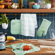 KITCHENAID Quilted Cotton Terry Cloth Oven Mitt, Pot Holder, Kitchen Towel 4-Pack Set, Heat Resistant, Silicone Grip, Gift Set, Pistachio, 16"x26", 7"x13" & 7"x10" - Grill Parts America