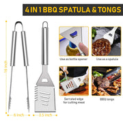 34Pcs BBQ Grill Accessories Tools Set, 16 Inches Stainless Steel Grilling Tools with Carry Bag, Thermometer, Grill Mats for Camping/Backyard Barbecue, Grill Tools Set for Men Women - Grill Parts America
